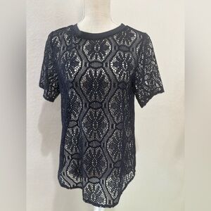 Banana Republic Navy crochet lace top! 
Size Medium